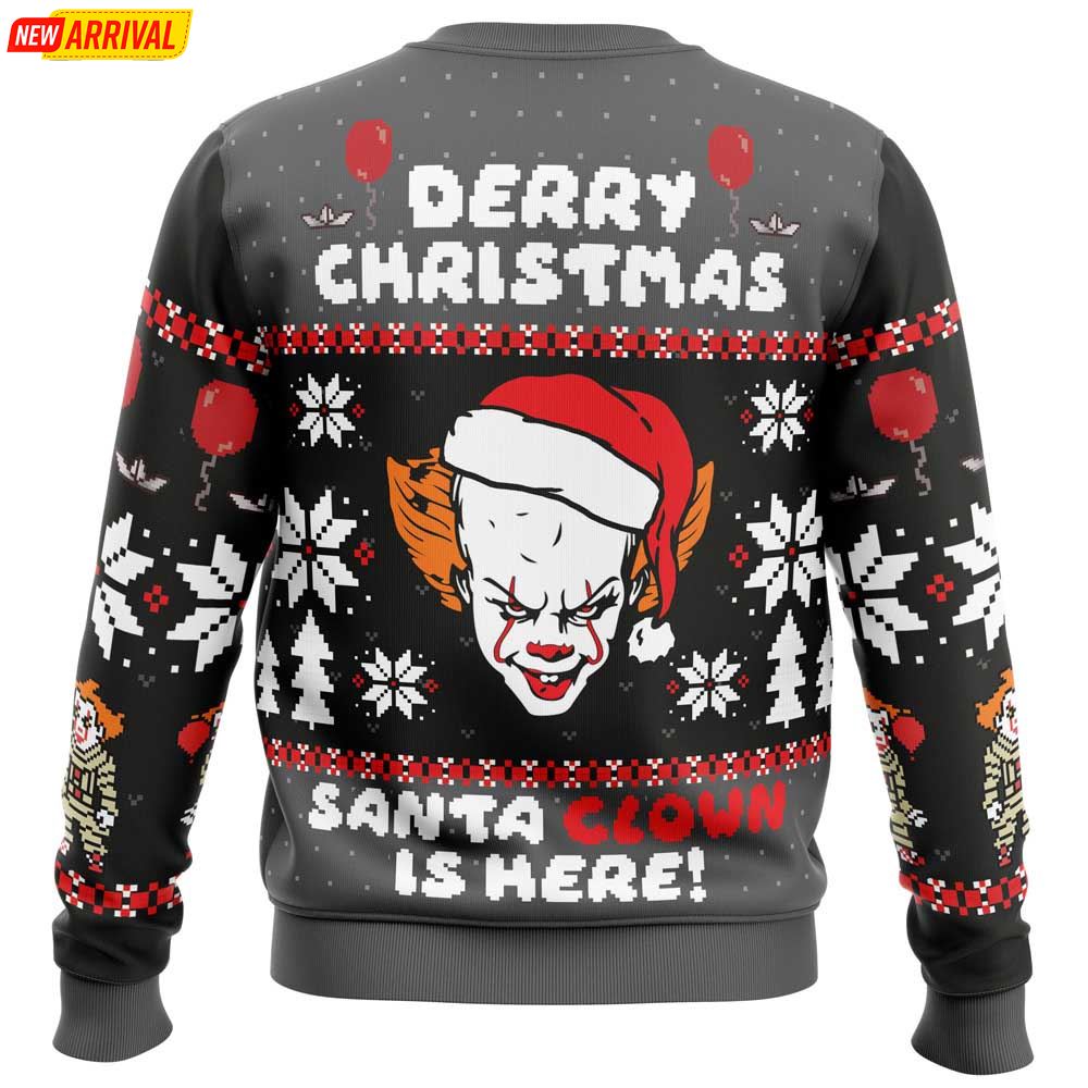Derry Christmas Pennywise Santa Clown Is Here Ugly Christmas Sweater