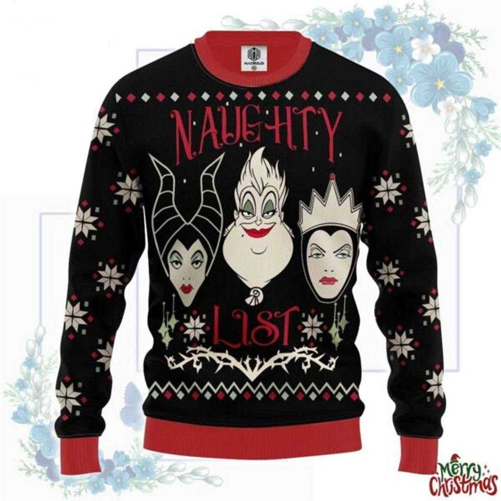 Disney Villains Naughty List Ugly Christmas Sweater
