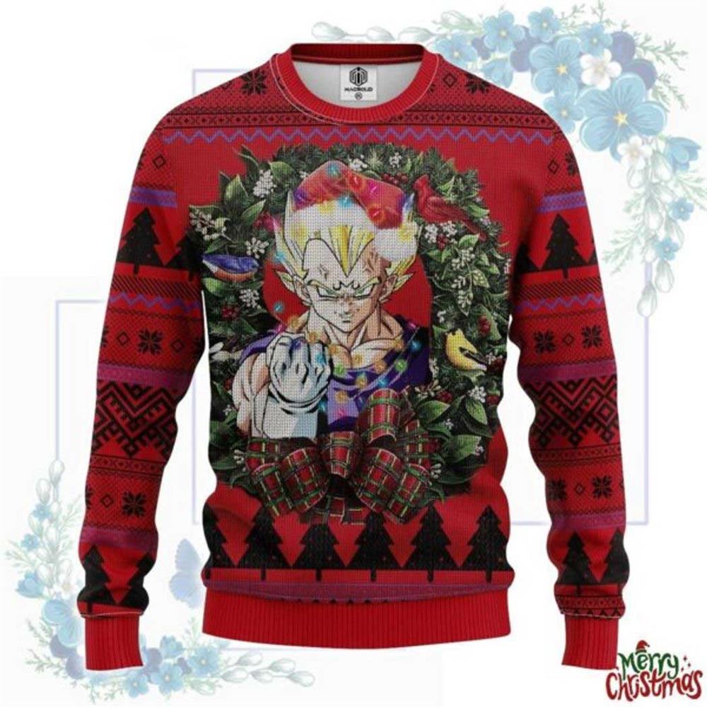 Dragon Ball Majin Vegeta Christmas Circle Ugly Christmas Sweater