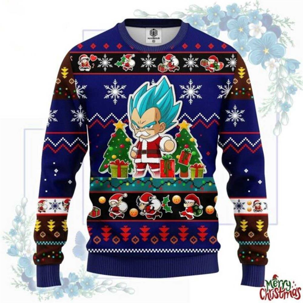 Dragon Ball Santa Vegeta Blue Ugly Christmas Sweater