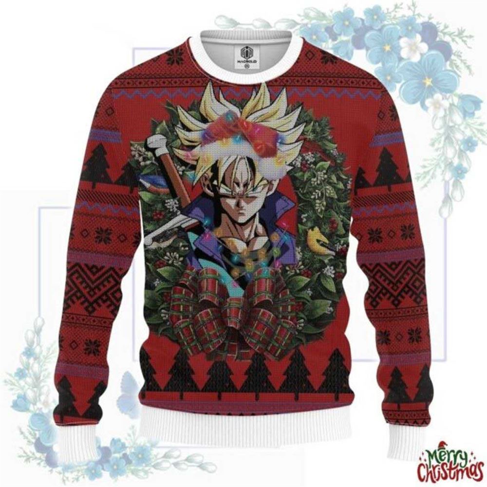 Dragon Ball Z Super Saiyan Trunks Future Christmas Circle Ugly Christmas Sweater