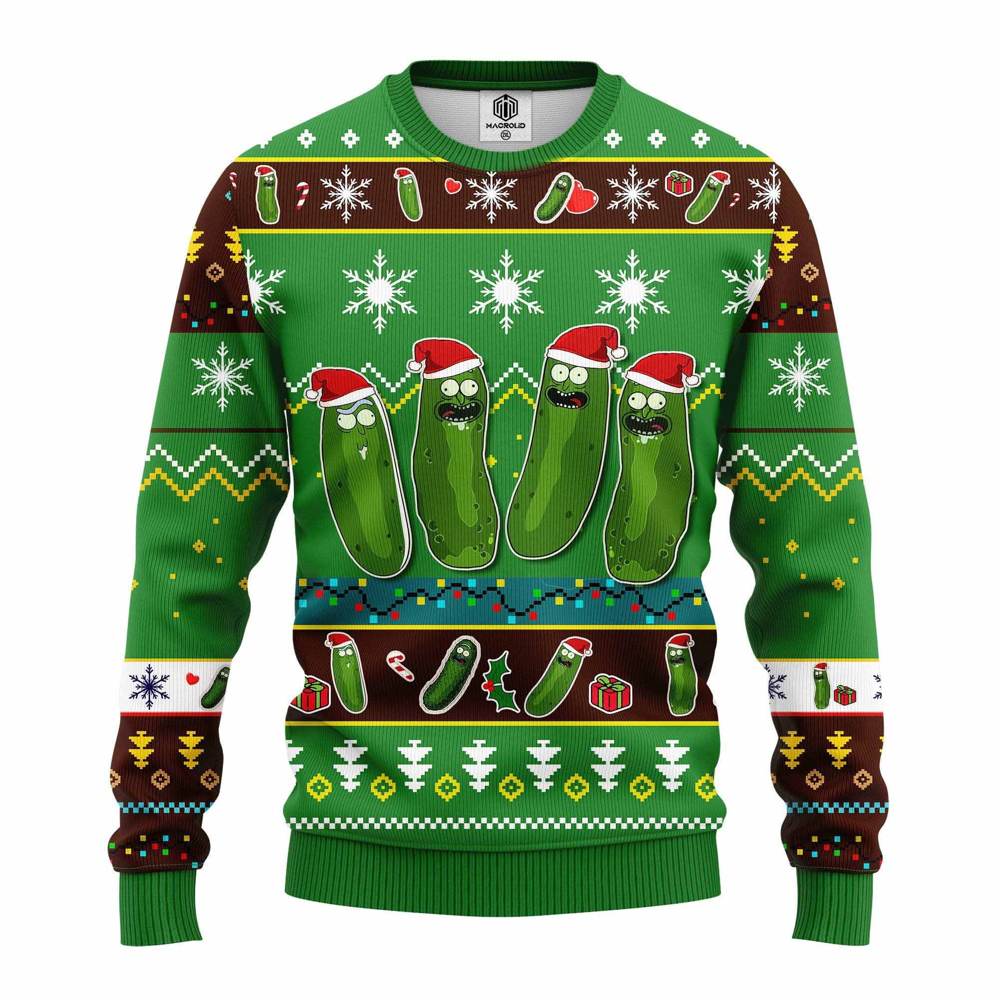 Funny Cucumber Rick And Morty Ugly Christmas Sweater