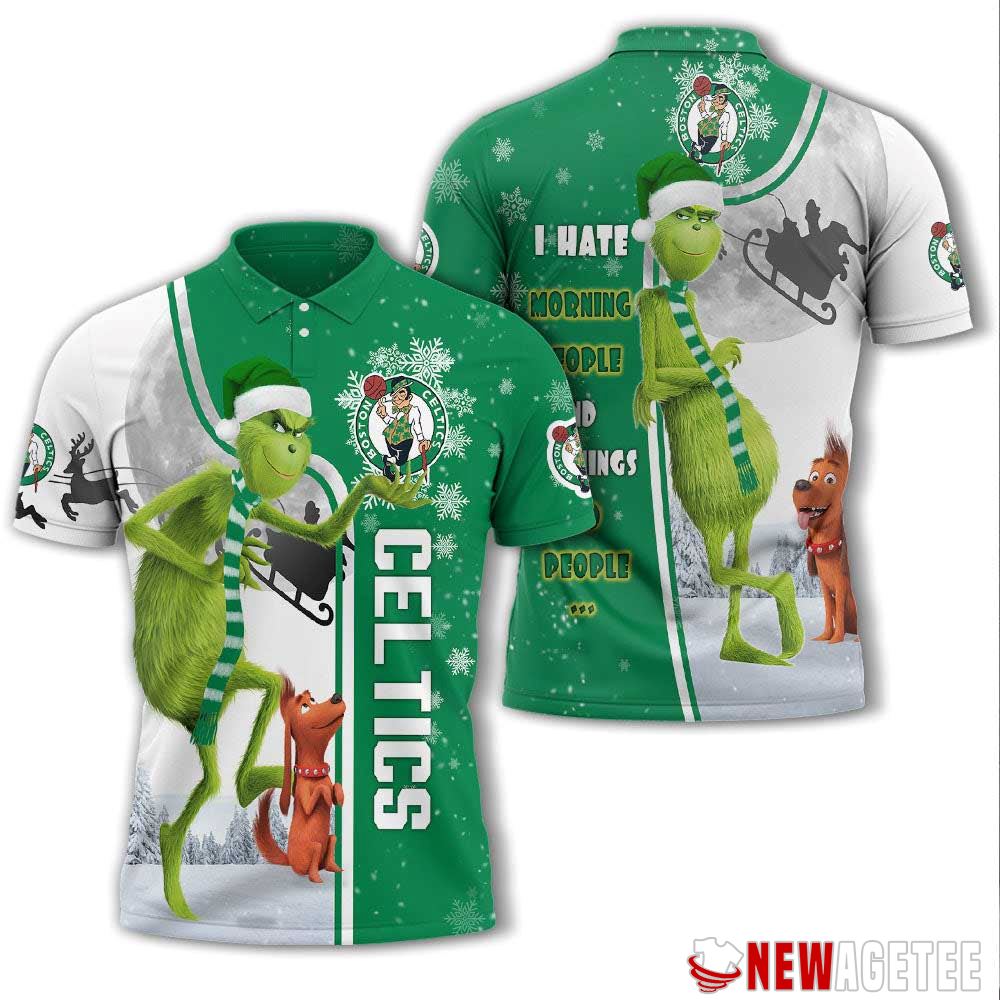 Grinch Stole Christmas Boston Celtics Nba I Hate Morning People Polo Shirt