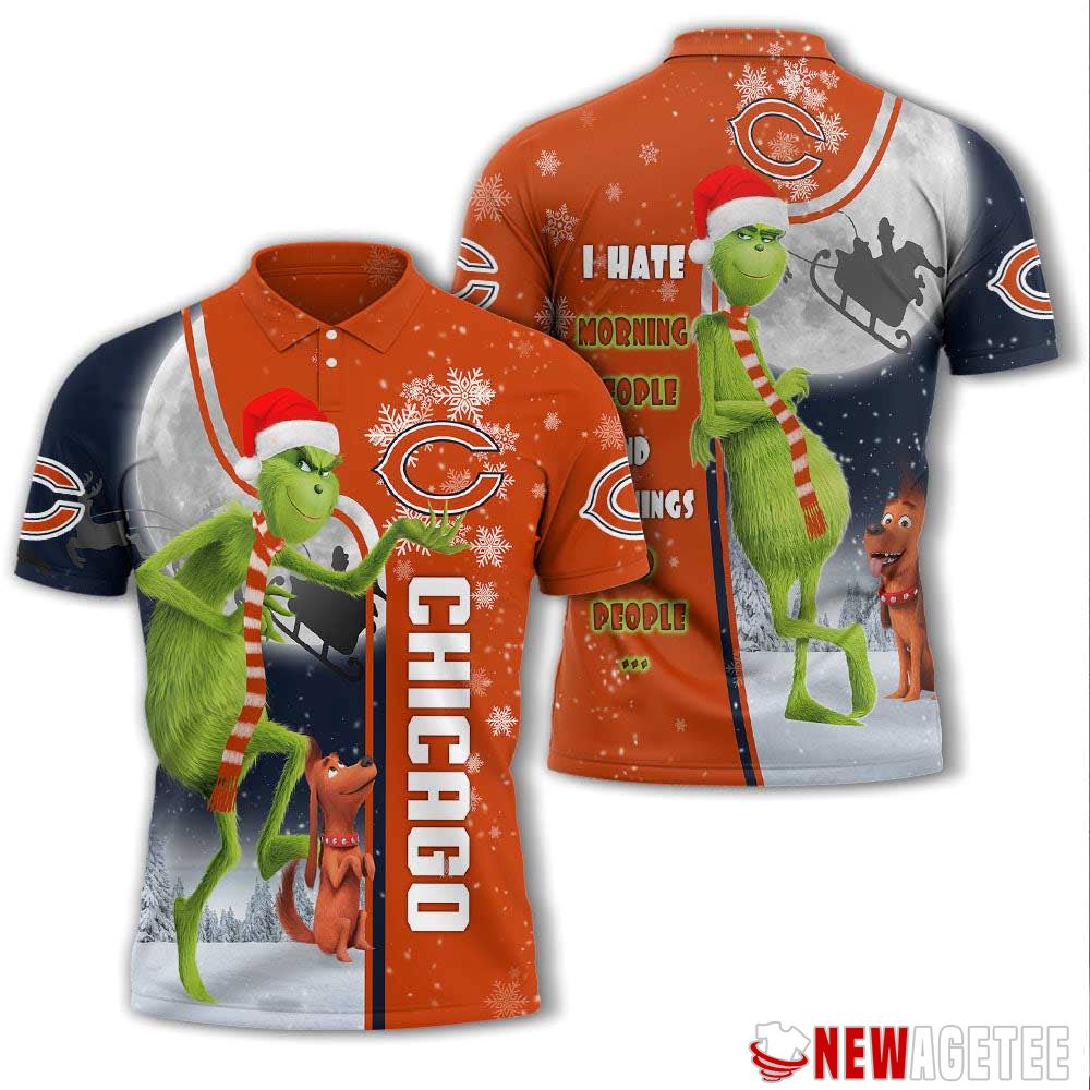 Grinch Stole Christmas Chicago Bears Nfl I Hate Morning People Polo Shirt