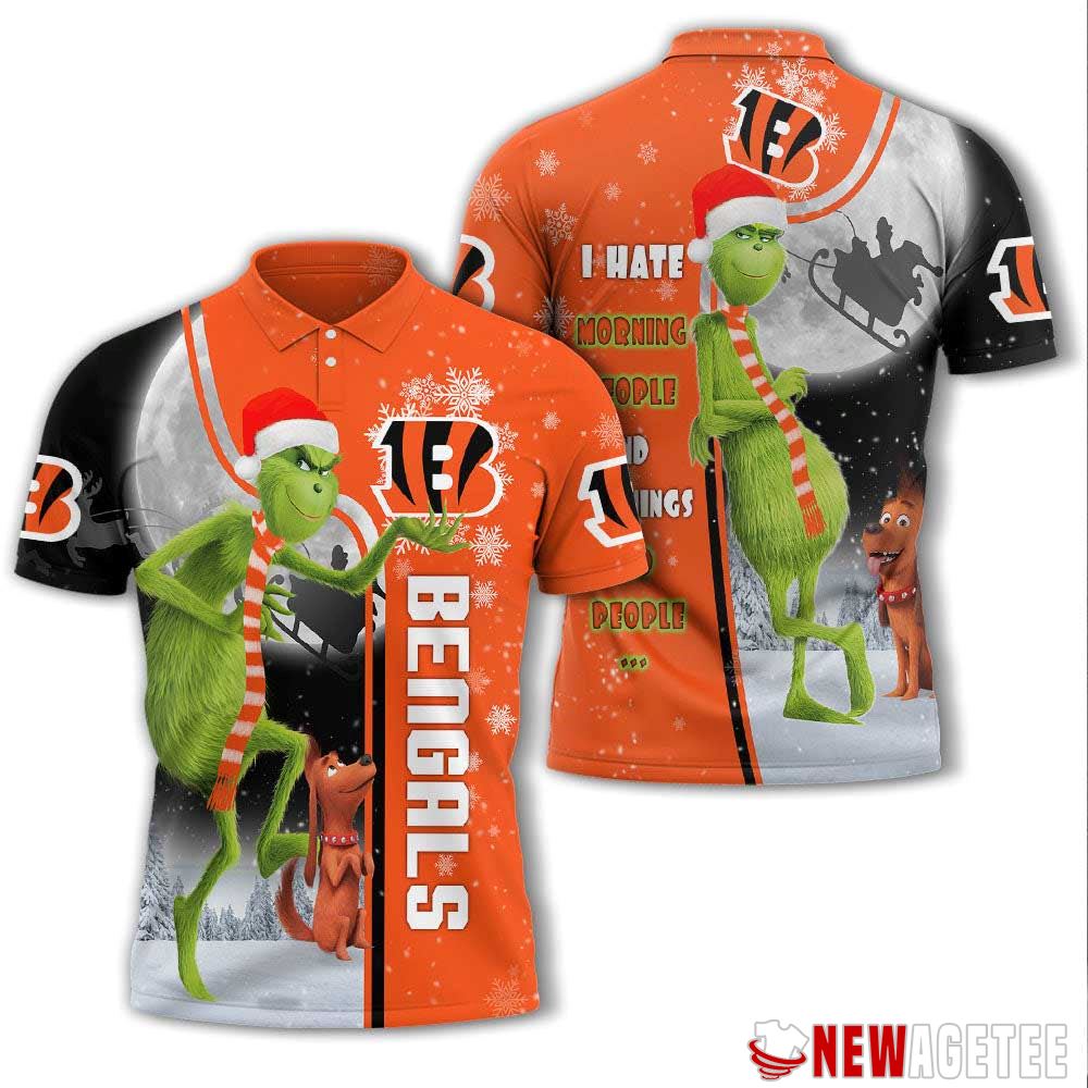 Grinch Stole Christmas Cincinnati Bengals Nfl I Hate Morning People Polo Shirt