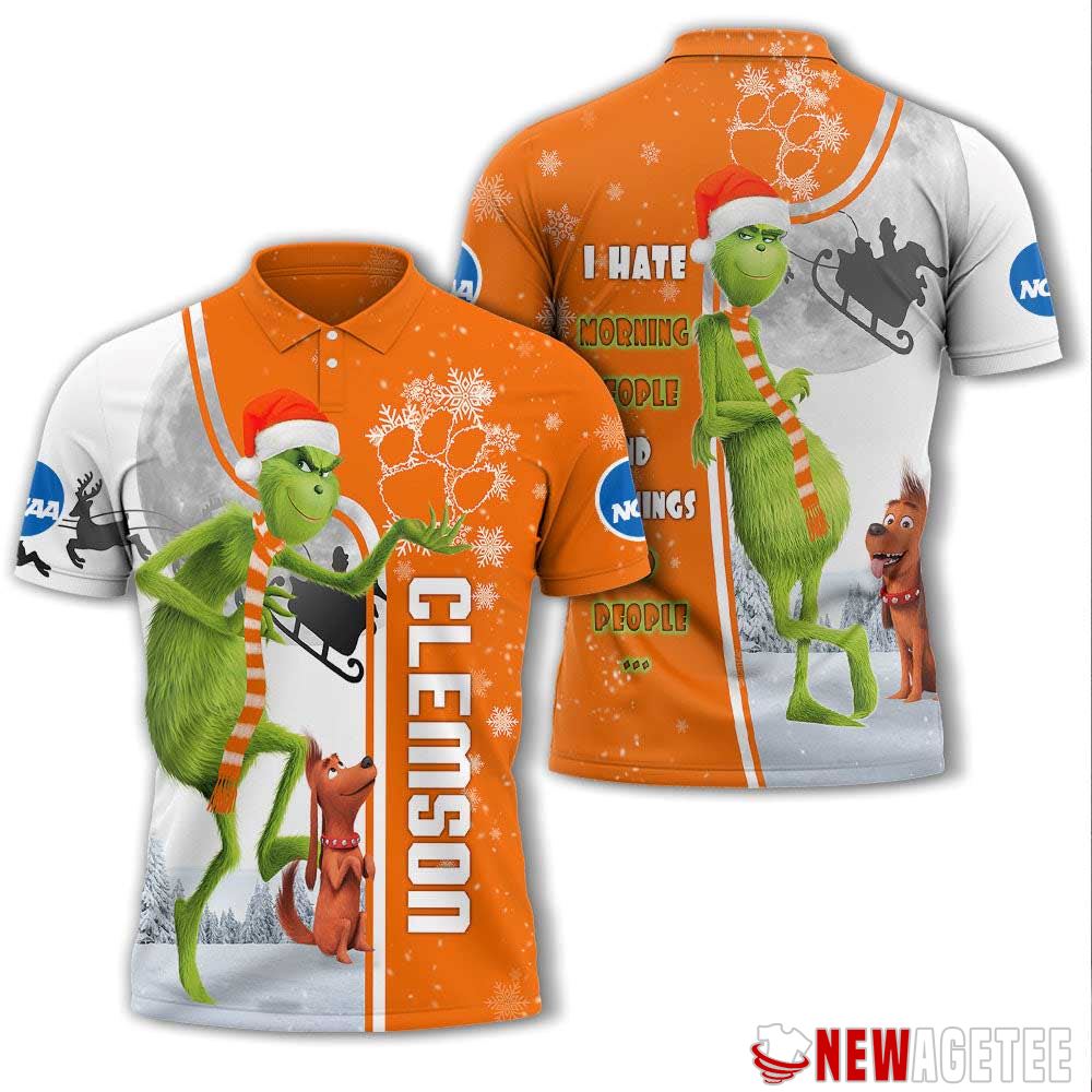 Grinch Stole Christmas Clemson Tigers Ncaa I Hate Morning People Polo Shirt