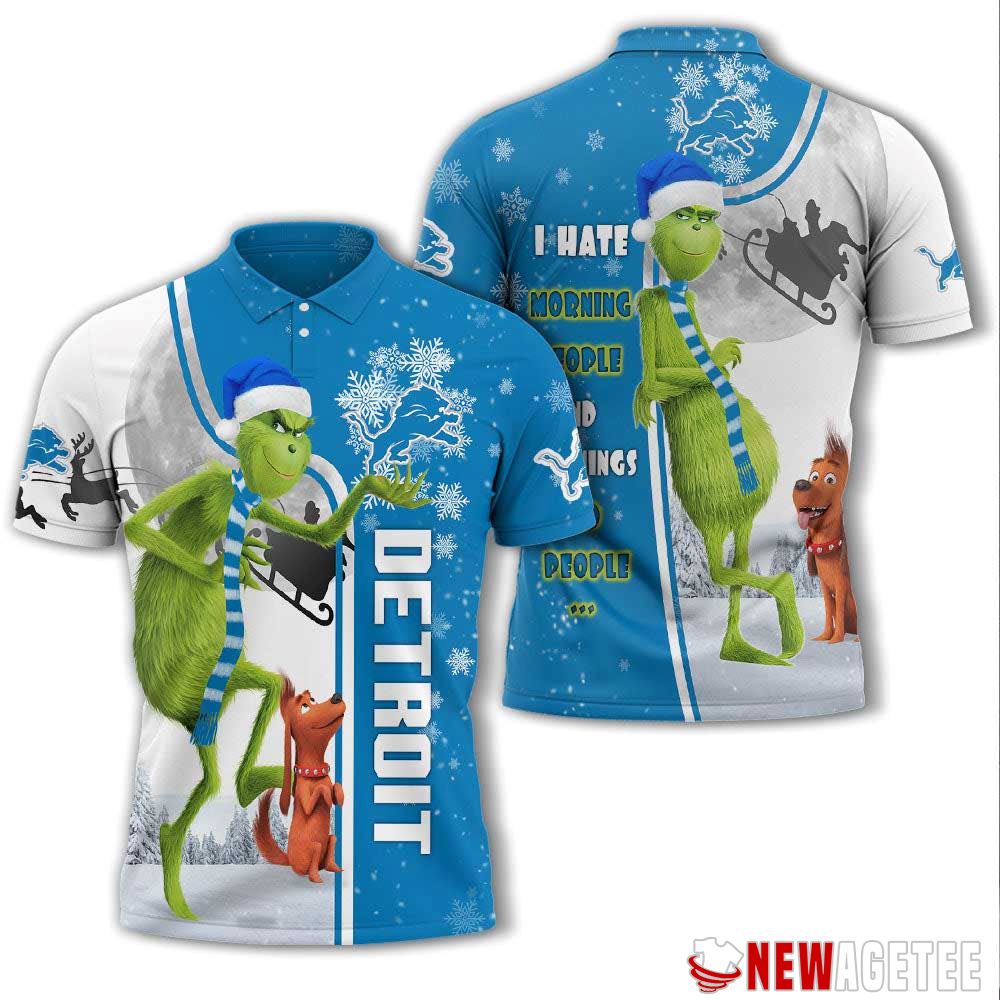 Grinch Stole Christmas Detroit Lions Nfl I Hate Morning People Polo Shirt