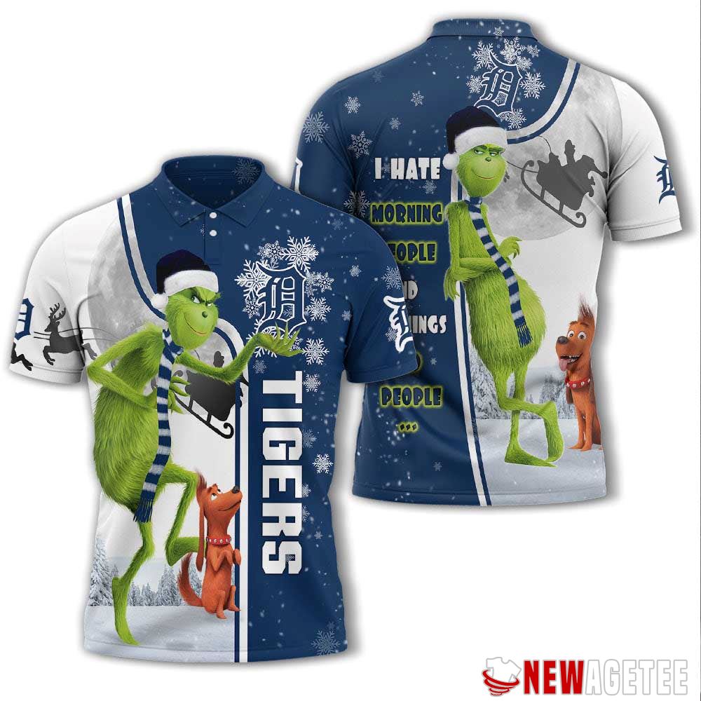 Grinch Stole Christmas Detroit Tigers Mlb I Hate Morning People Polo Shirt