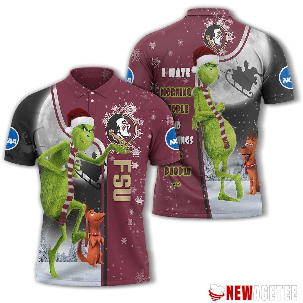 Grinch Stole Christmas Florida State Seminoles Ncaa I Hate Morning People Polo Shirt