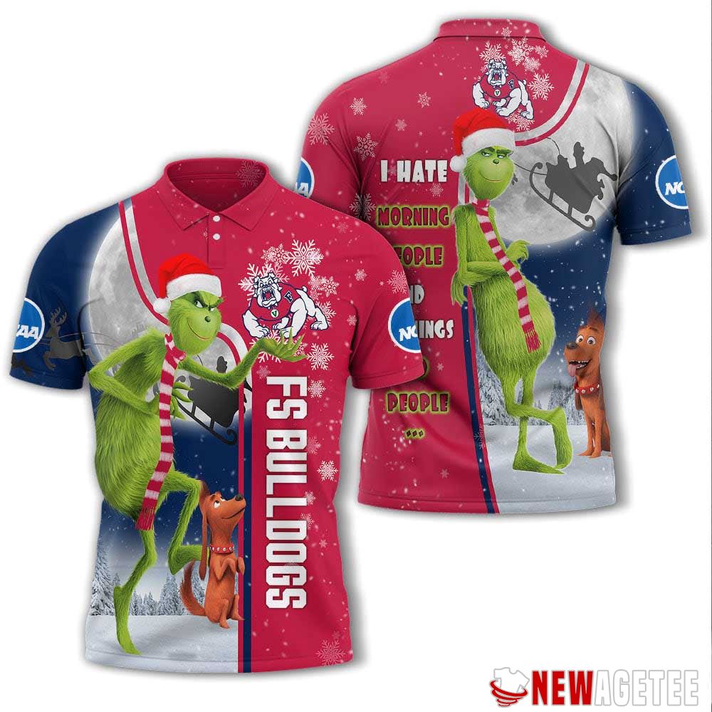 Grinch Stole Christmas Fresno State Bulldogs Ncaa I Hate Morning People Polo Shirt