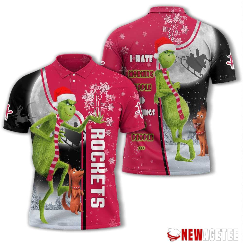 Grinch Stole Christmas Houston Rockets Nba I Hate Morning People Polo Shirt