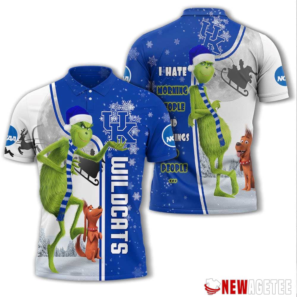 Grinch Stole Christmas Kentucky Wildcats Ncaa I Hate Morning People Polo Shirt