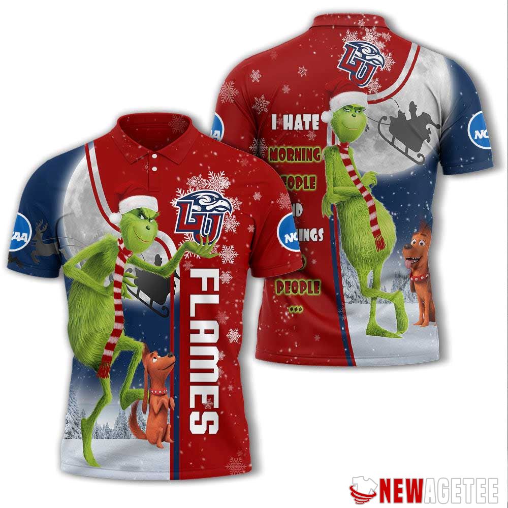 Grinch Stole Christmas Liberty Flames Ncaa I Hate Morning People Polo Shirt