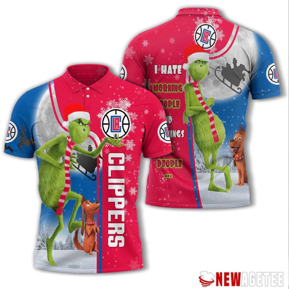 Grinch Stole Christmas Los Angeles Clippers Nba I Hate Morning People Polo Shirt