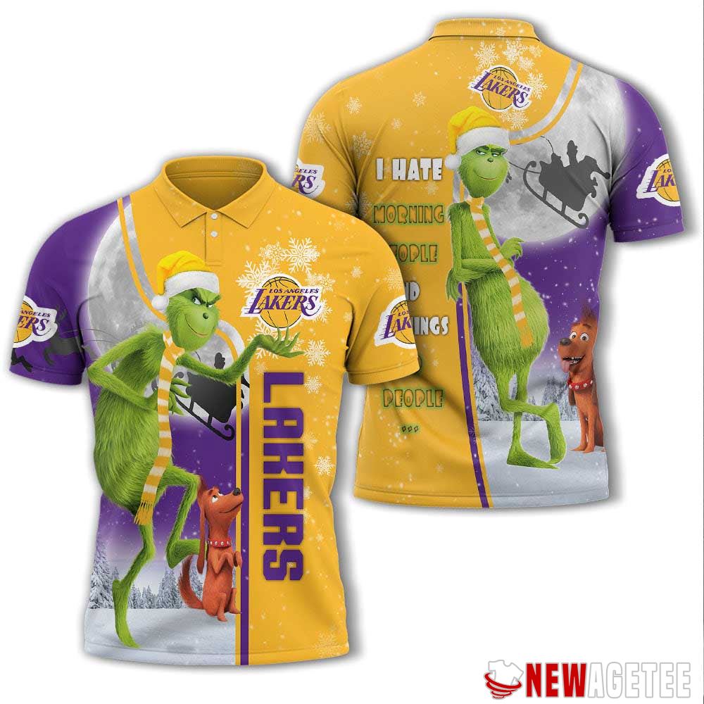 Grinch Stole Christmas Los Angeles Lakers Nba I Hate Morning People Polo Shirt