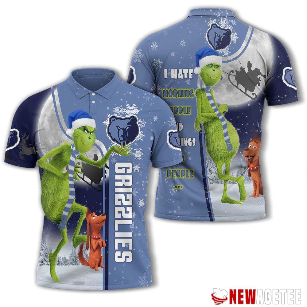 Grinch Stole Christmas Memphis Grizzlies Nba I Hate Morning People Polo Shirt