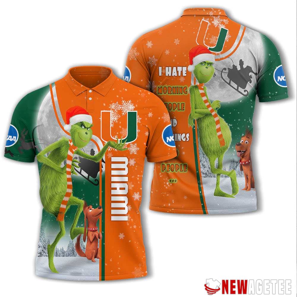 Grinch Stole Christmas Miami Hurricanes Ncaa I Hate Morning People Polo Shirt