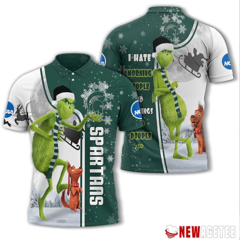 Grinch Stole Christmas Michigan State Spartans Ncaa I Hate Morning People Polo Shirt