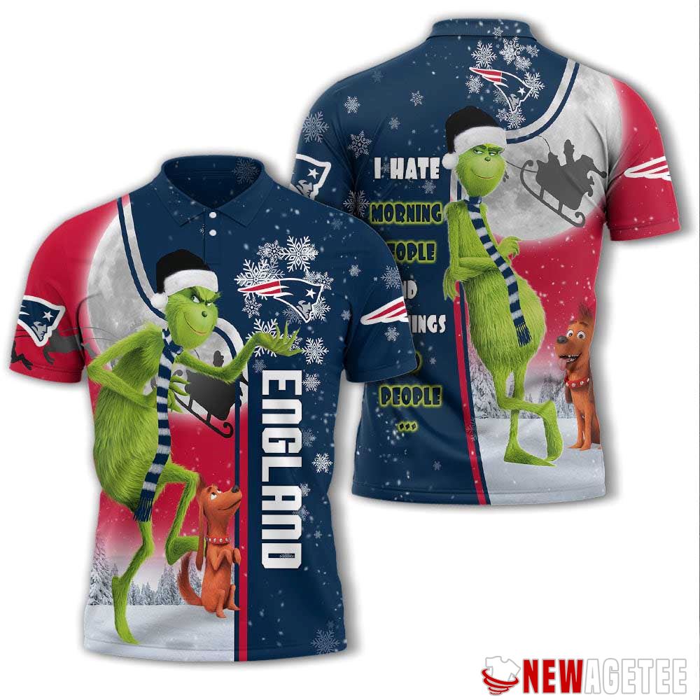 Grinch Stole Christmas New England Patriots Nfl I Hate Morning People Polo Shirt