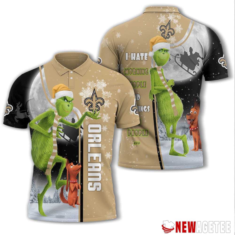 Grinch Stole Christmas New Orlean Pelicans Nba I Hate Morning People Polo Shirt