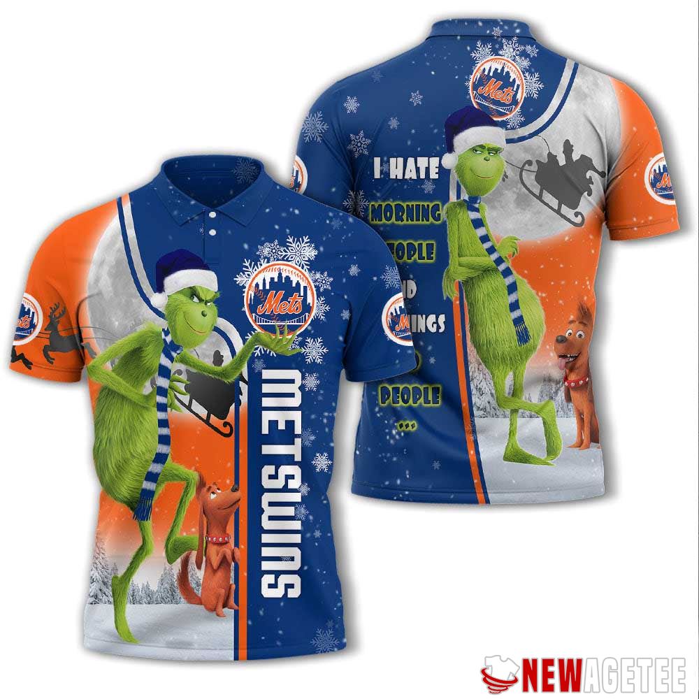 Grinch Stole Christmas New York Mets Mlb I Hate Morning People Polo Shirt