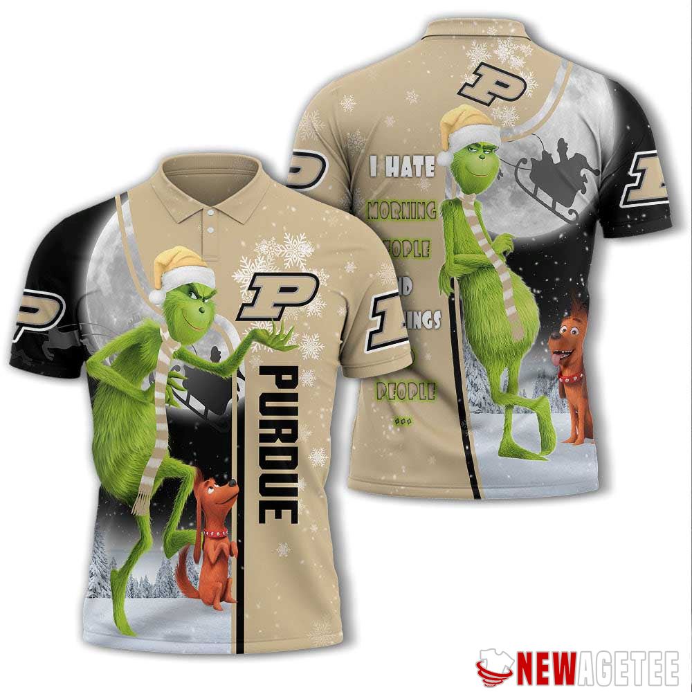 Grinch Stole Christmas Purdue Boilermakers Ncaa I Hate Morning People Polo Shirt