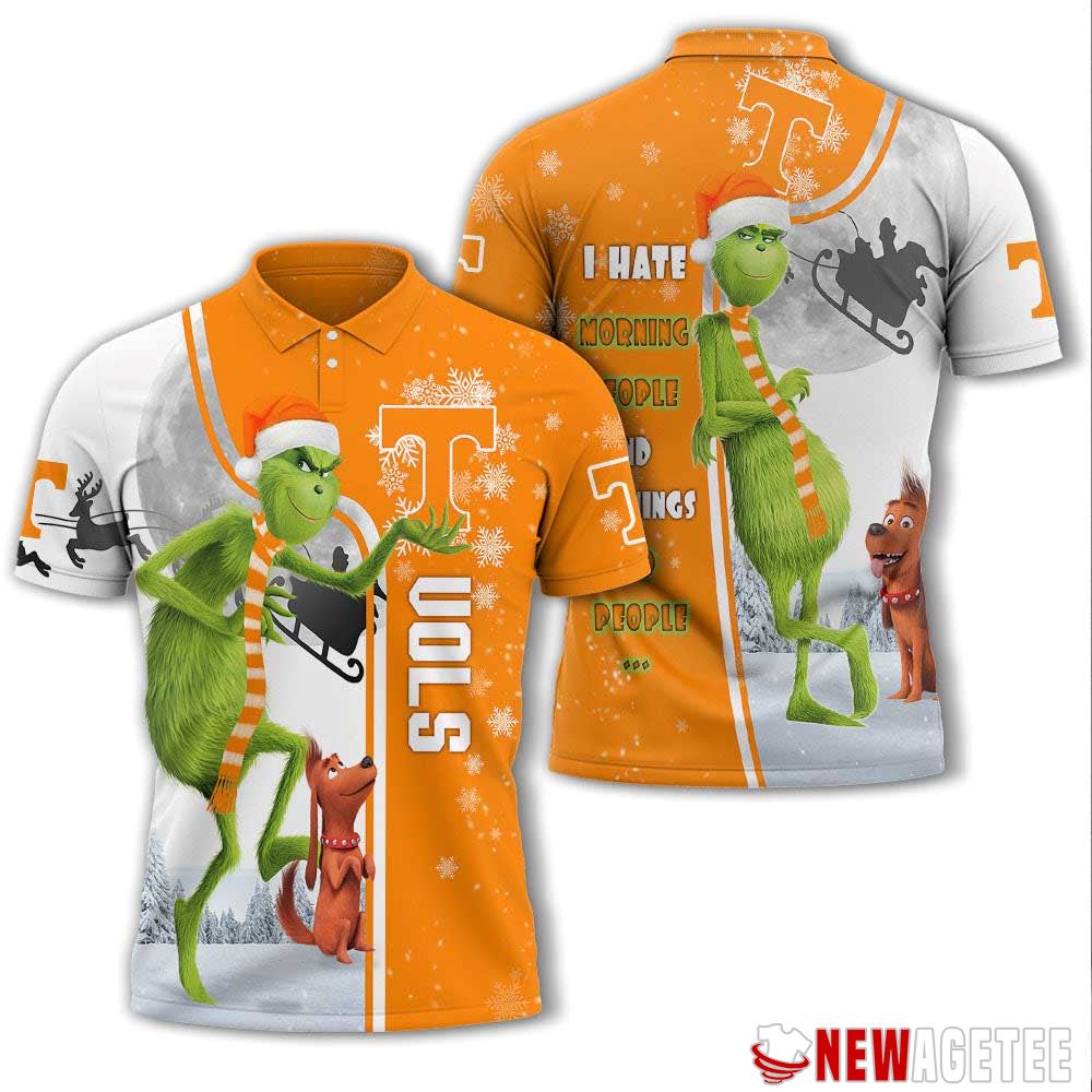 Grinch Stole Christmas Tennessee Volunteers Ncaa I Hate Morning People Polo Shirt