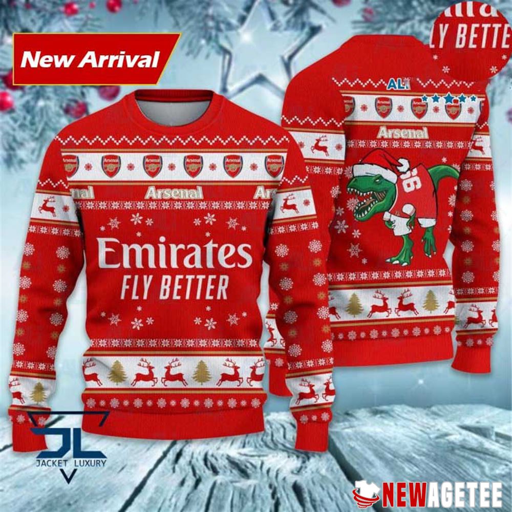 Gunnersaurus Arsenal Fc Mascot Premier League Ugly Christmas Sweater