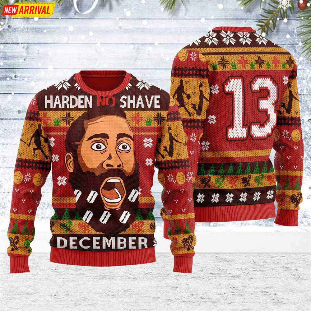 Harden No Shave December Ugly Christmas Sweater