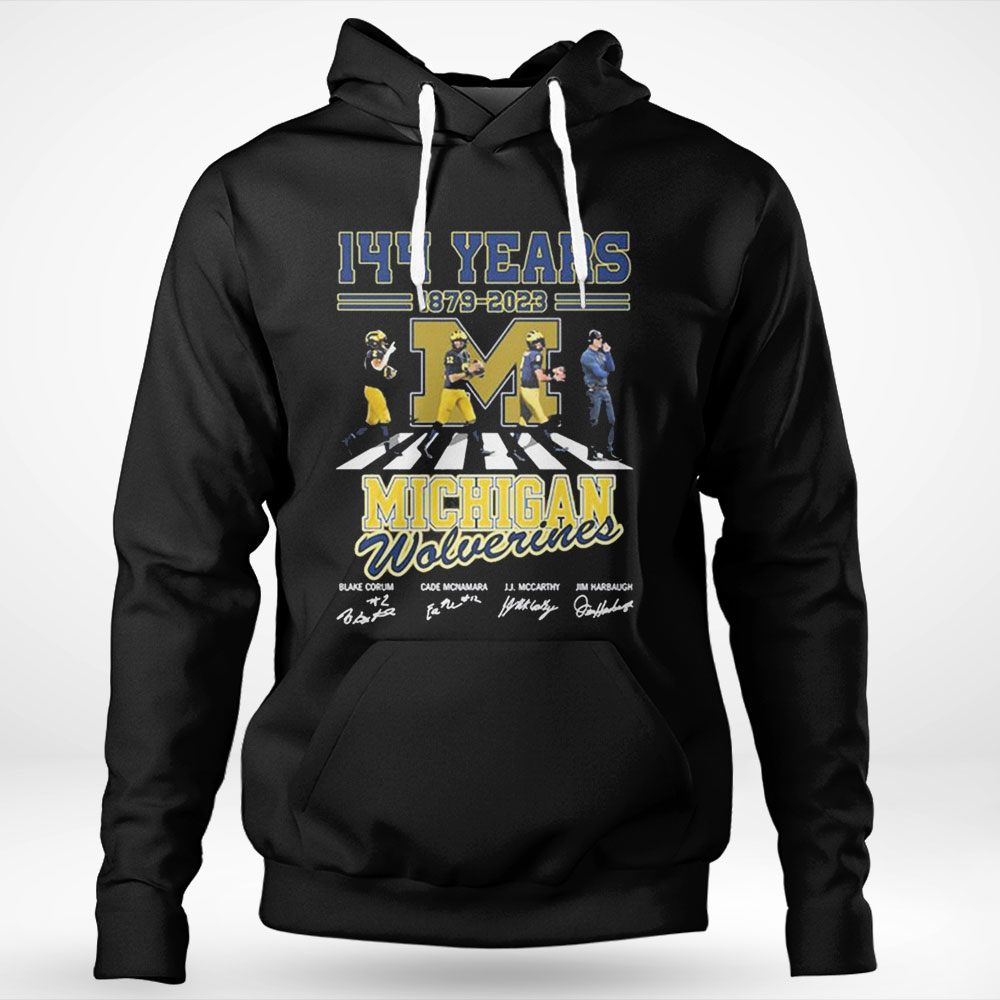 144 Years 1879 2023 Michigan Wolverines Team Abbey Road Signatures Hoodie Shirt
