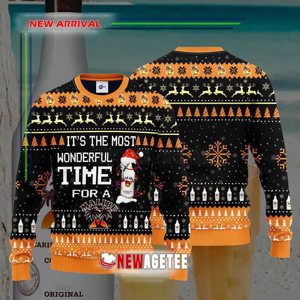 Its The Most Wonderful Time For A Malibu Rum Ugly Christmas Sweater