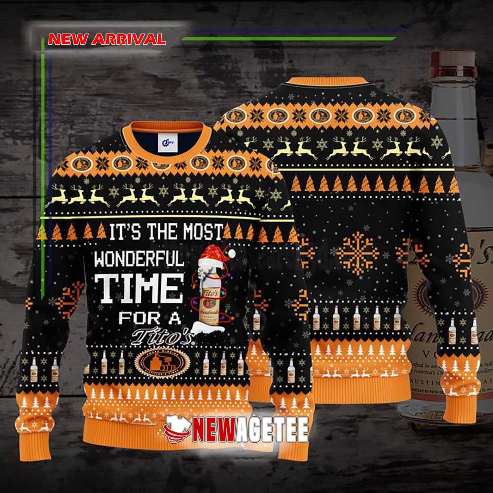 Its The Most Wonderful Time For A Titos Vodka Ugly Christmas Sweater