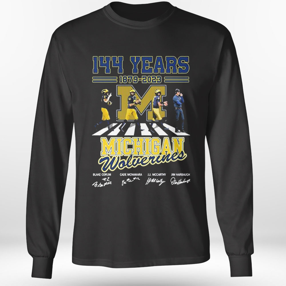 144 Years 1879 2023 Michigan Wolverines Team Abbey Road Signatures Hoodie Shirt
