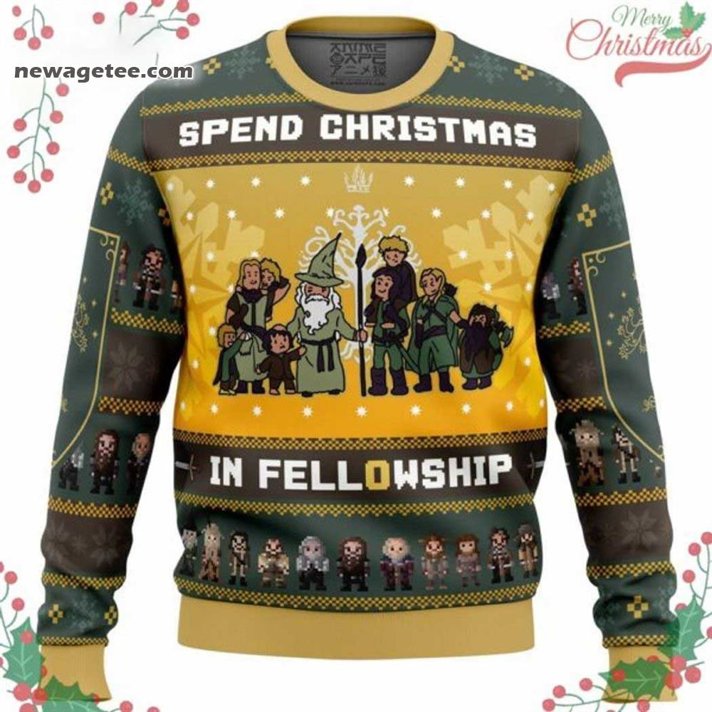 Lotr Spend Christmas In Fellowship Ugly Christmas Sweater
