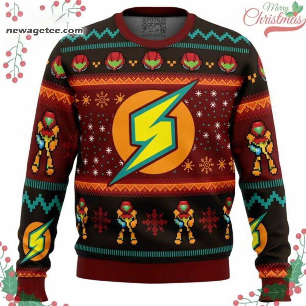 Metroid Samus Aran Ugly Christmas Sweater