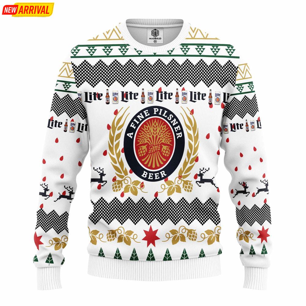 Miller Lite Cans Ugly Christmas Sweater