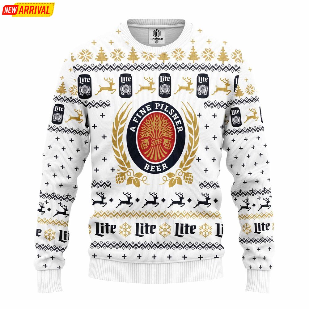 Miller Lite Cans Ugly Christmas Sweater