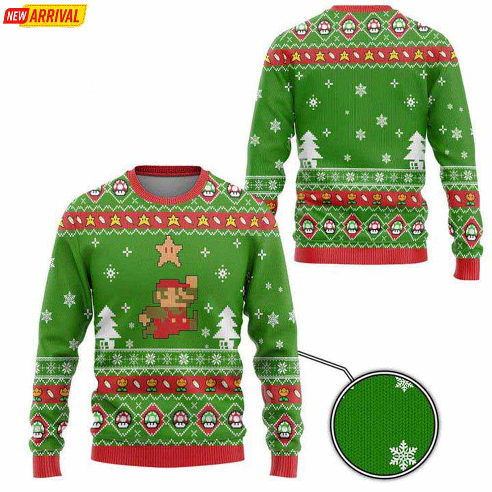 Nintendo Super Mario 8bit Ugly Christmas Sweater