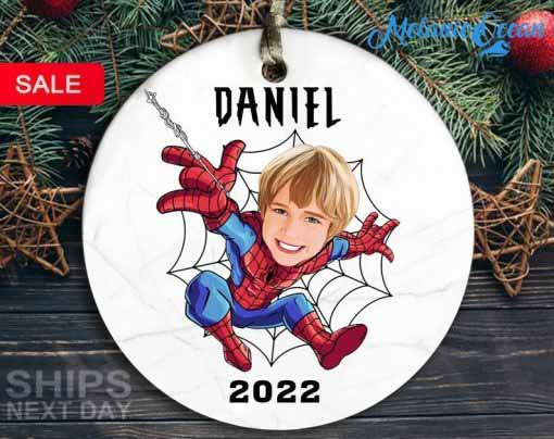 Personalized Superhero Spiderman Portrait Christmas Ornament Decoration