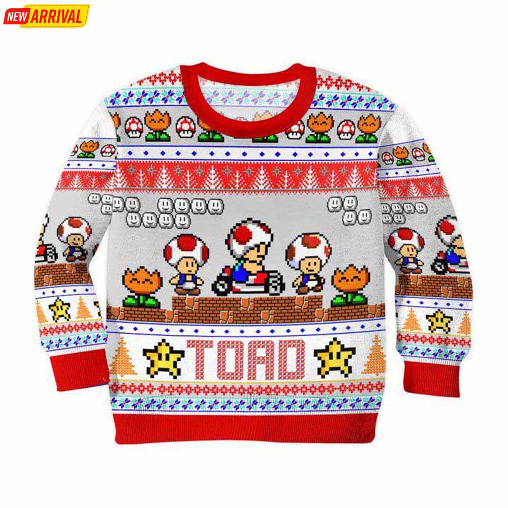 Super Mario Toad 3d Ugly Christmas Sweater