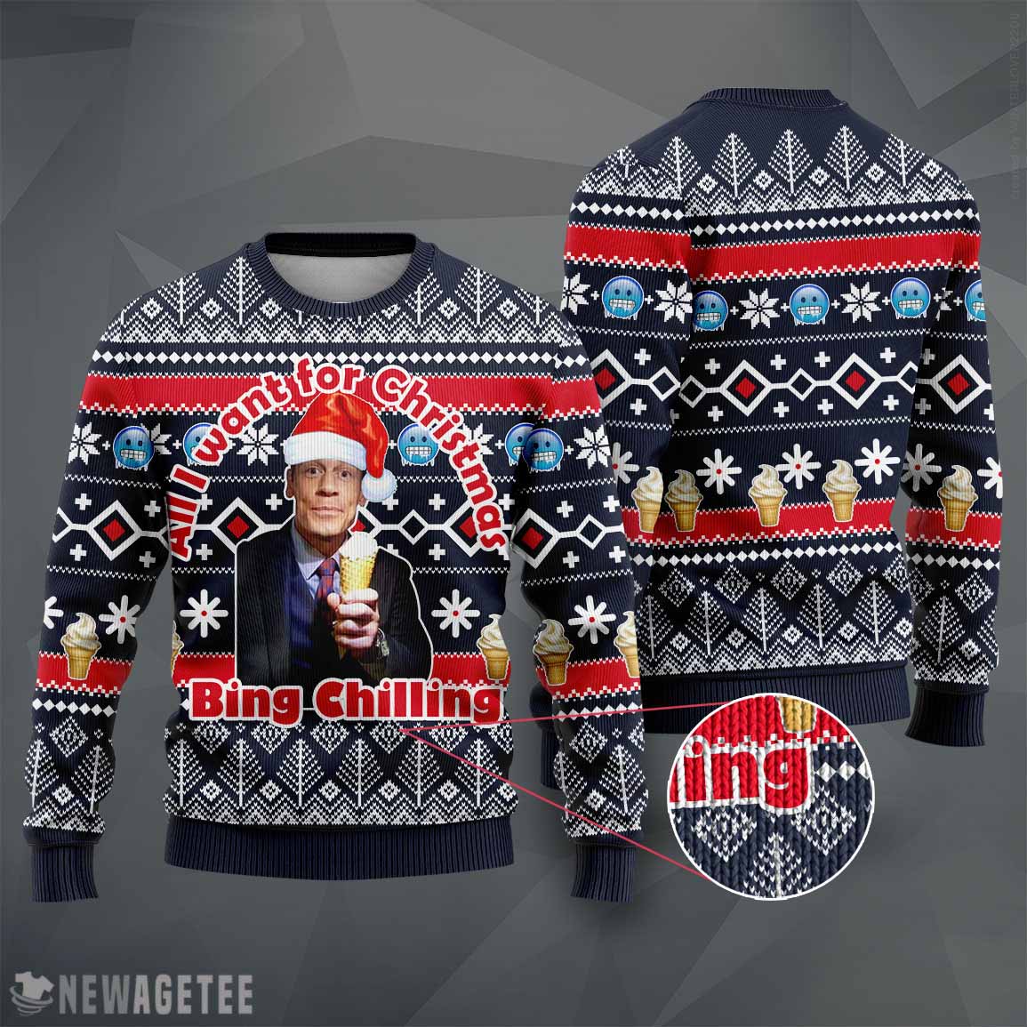 John Cena Bing Chilling All I Want For Christmas Ugly Christmas Sweater