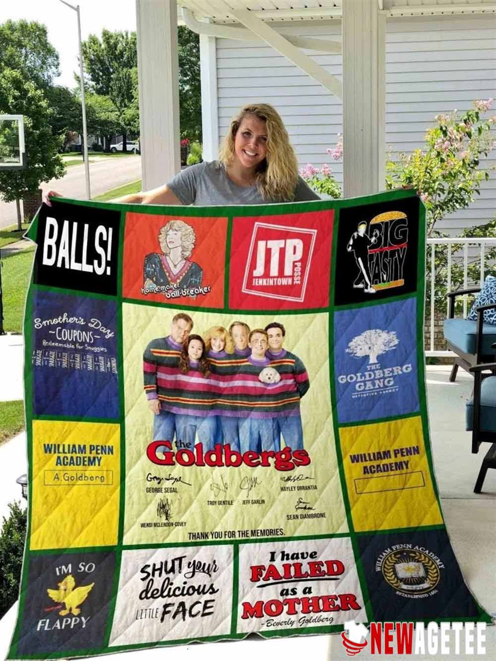 The Goldbergs Thank You For The Memories Characters Signatures Fleece Quilt Blanket