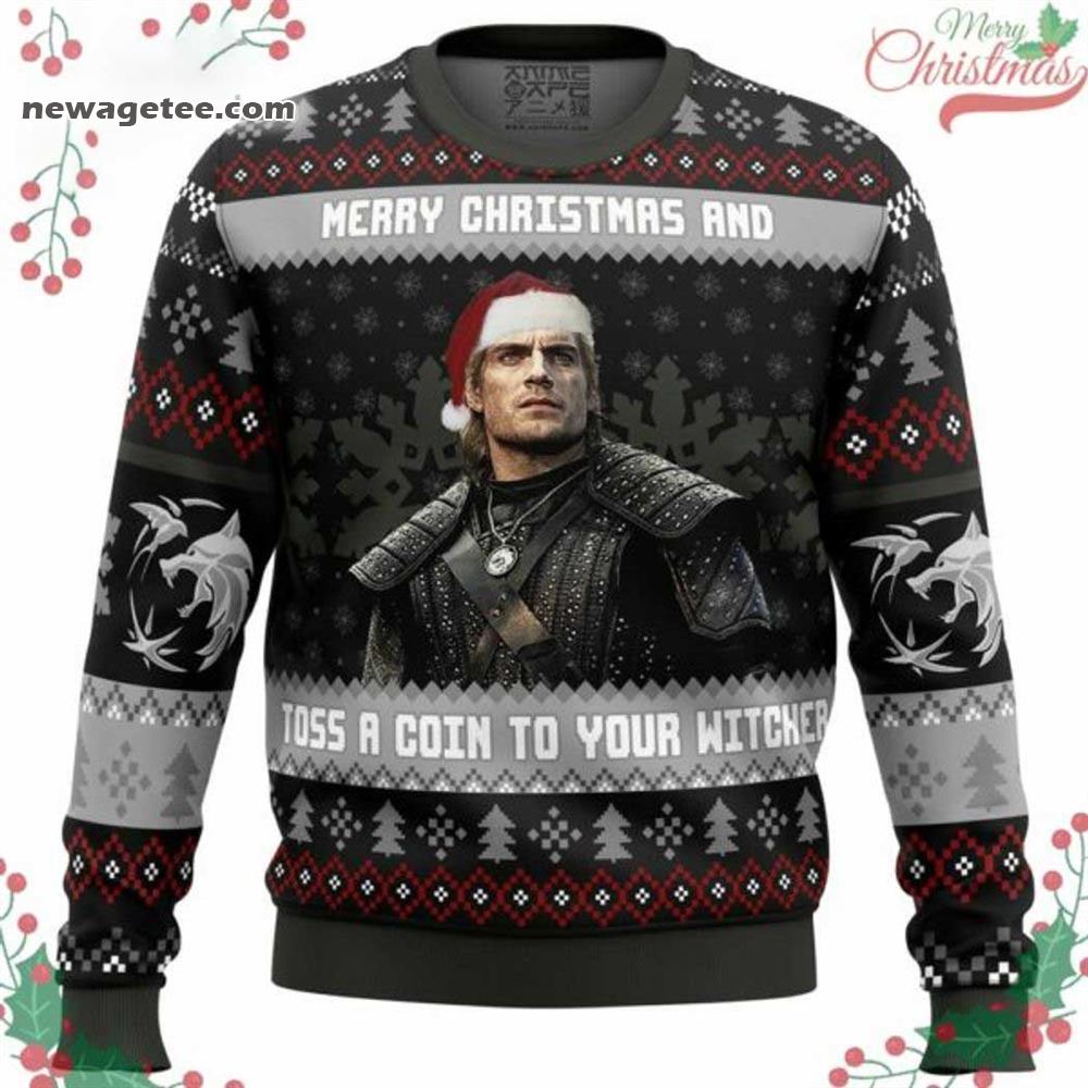 Toss A Coin To Your Witcher The Witcher Geralt Of Rivia Ugly Christmas Sweater
