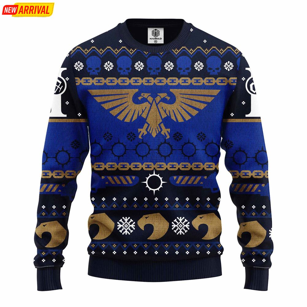 Warhammer 40k Blue Dark Ugly Christmas Sweater