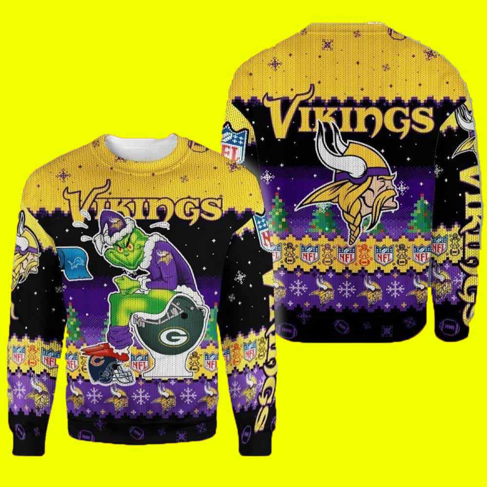 Grinch Minnesota Vikings Sit On Others Team Nfl Ugly Christmas Sweater