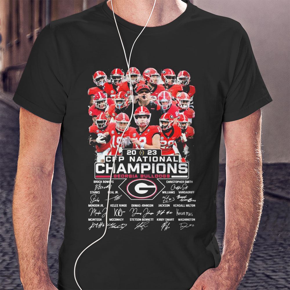 2023 Georgia Bulldogs Football Team Cfp National Champions Signatures Shirt