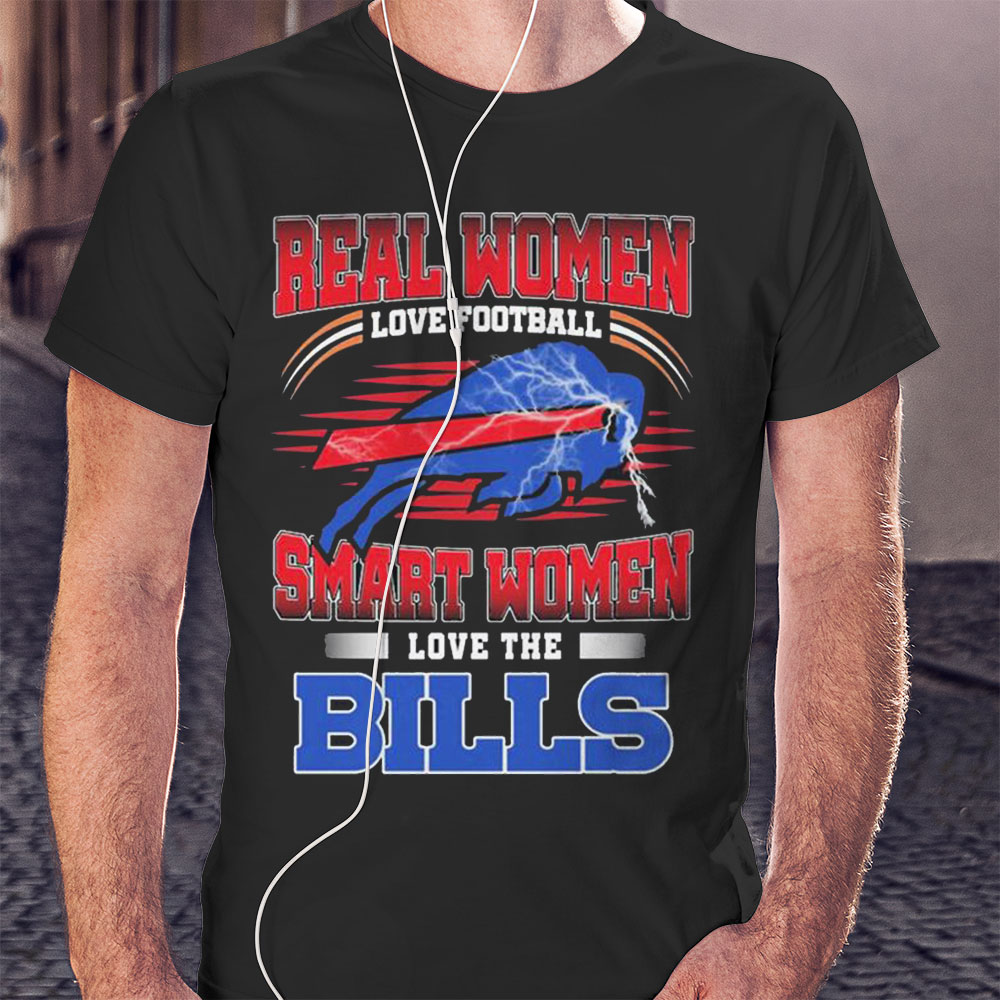 Real Women Love Football Smart Women Love The Bills Logo Signatures Shirt