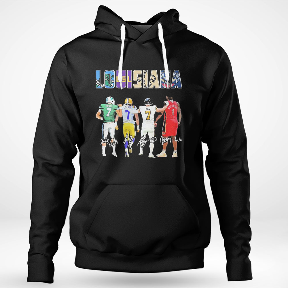 Official louisiana Sports Michael Pratt Leonard Fournette Taysom Hill And  Zion Williamson Signatures Shirt, hoodie, sweater, long sleeve and tank top