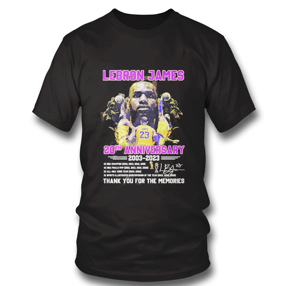 Lebron James 20th Anniversary 2003 – 2023 Thank You For The Memories Shirt