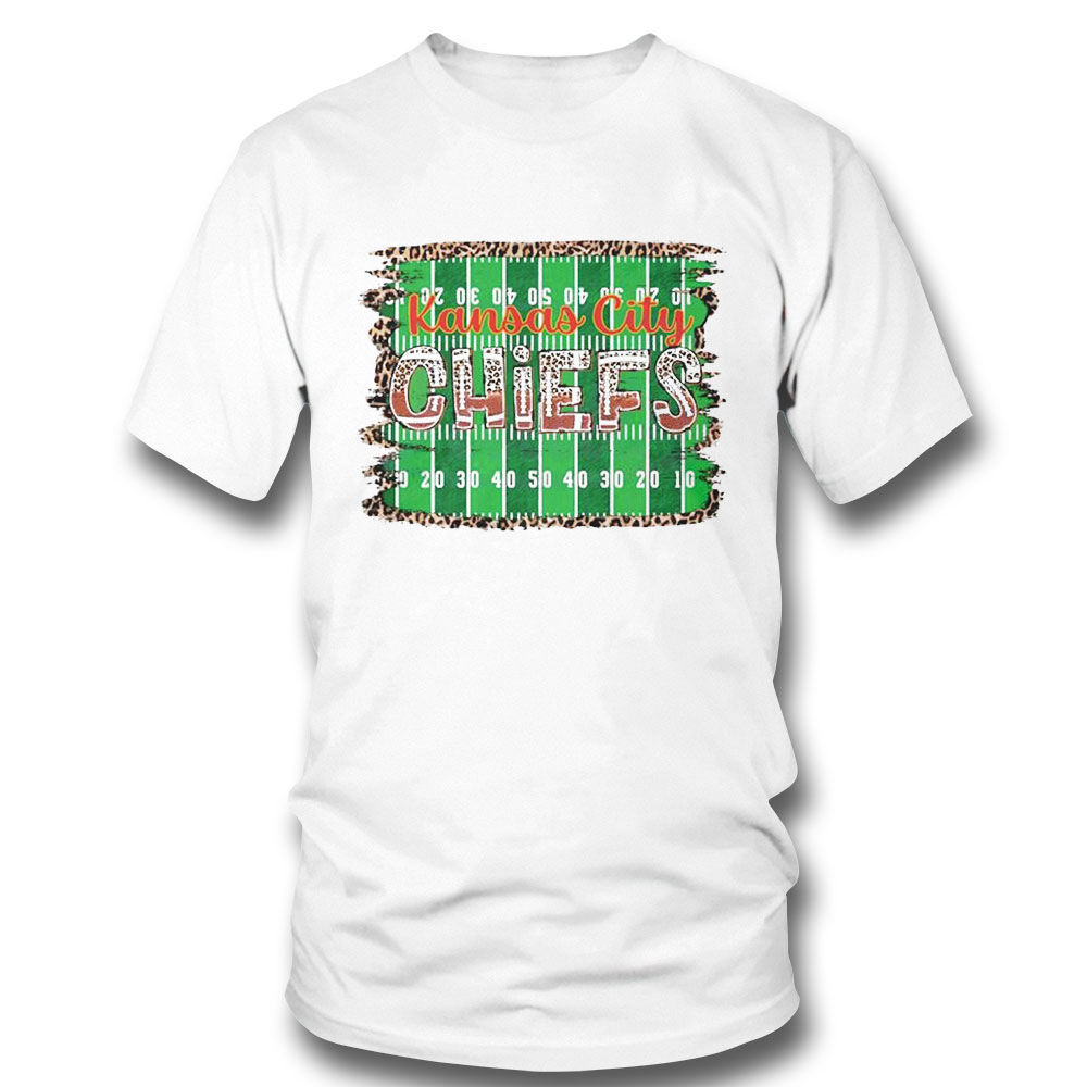 Chiefs Leopard Print Football Field Shirt Ladies Tee
